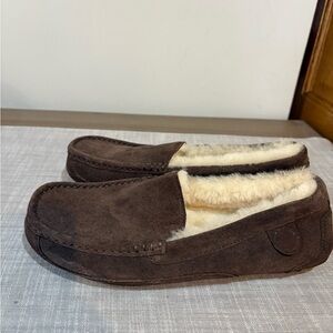 Men's Brown Suede Fleece-Lined Slip-On Moccasin